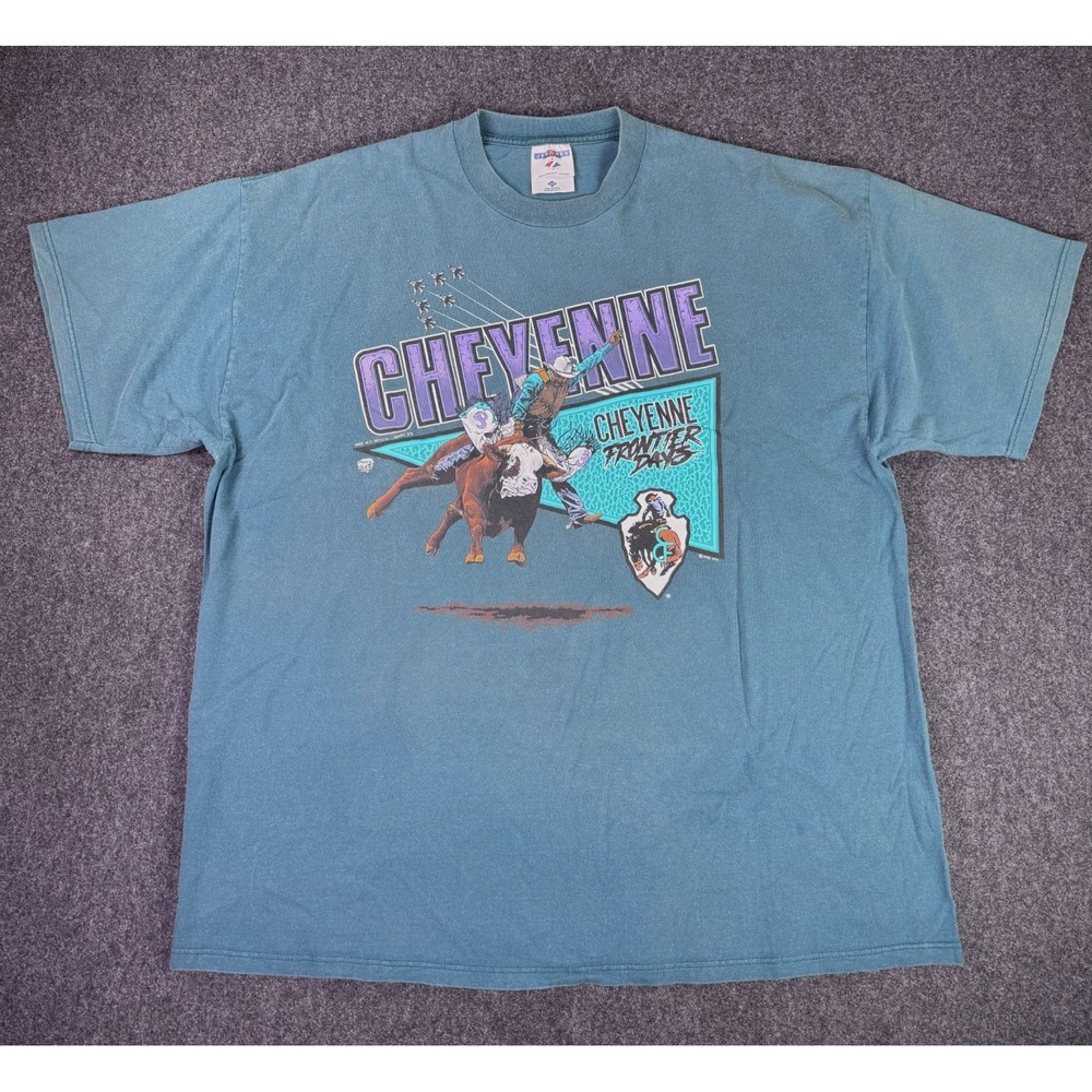 Cheyenne Frontier Days Vintage 1990s Western Graphic T Shirt Mens Size XXL 2XL